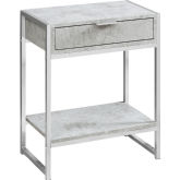 24"H Accent Table in Grey Cement Look & Chrome Metal